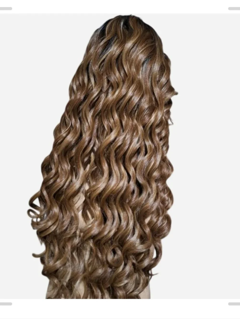 Long Wavy Lace Front Wig - Brown Ombre HUMAN HAIR BLEND WIG